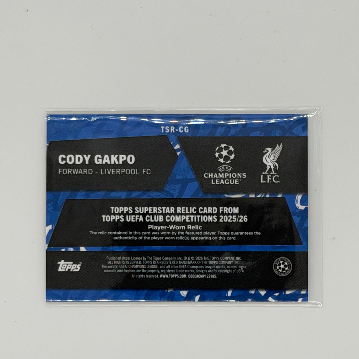 Cody Gakpo Liverpool Fc Flagship UCC Topps Relic /250