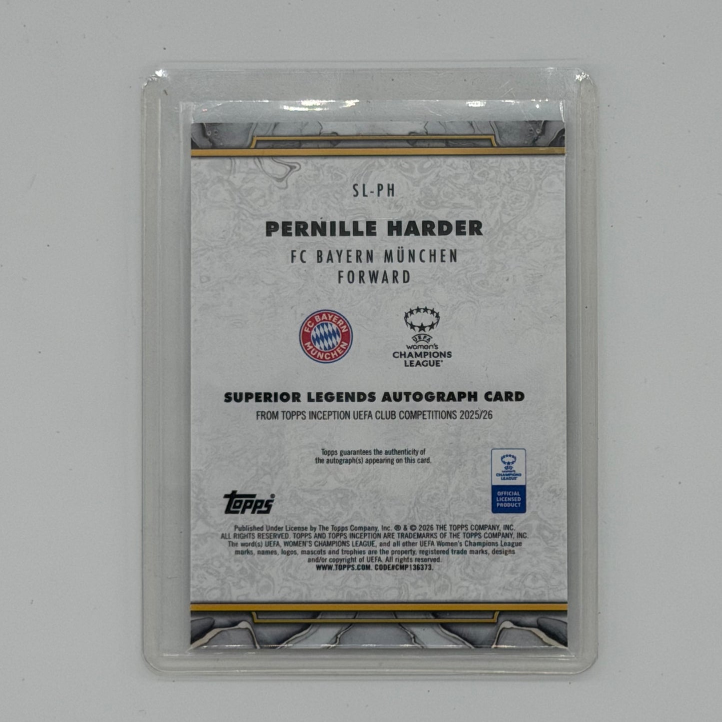 Pernille Harder Bayern UEFA Soccer Topps 2026 Inception Superior Legends Auto
