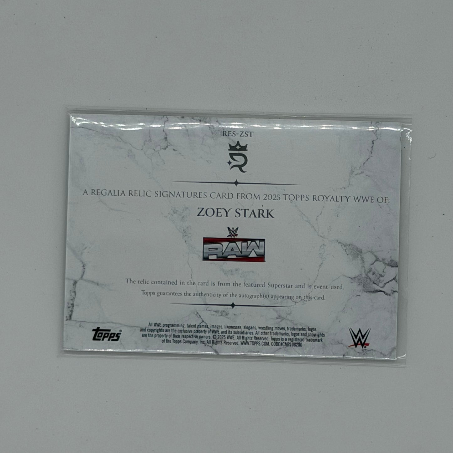 Zoey Stark Wrestling WWE Topps 2025 Royalty Auto /10