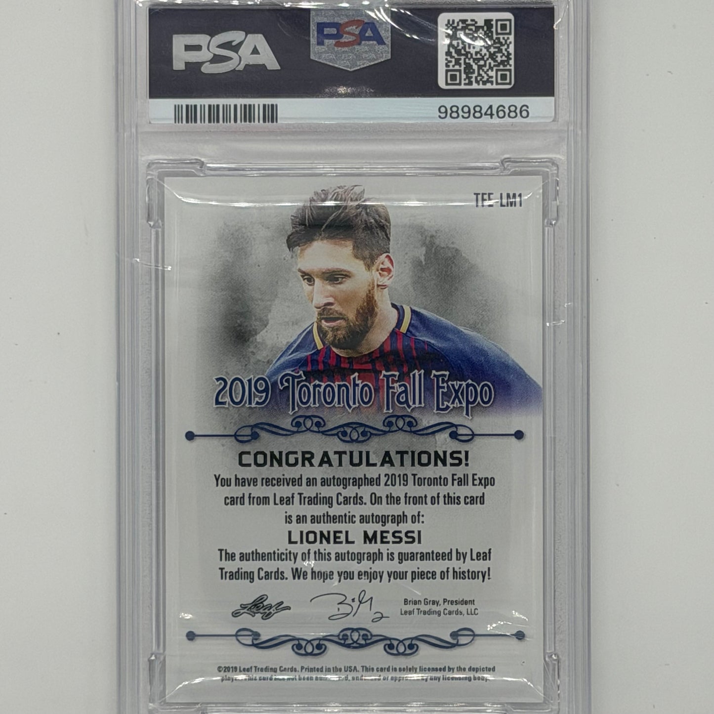 Lionel Messi Soccer Leaf 2019 Toronto Fall Expo Auto 1/1