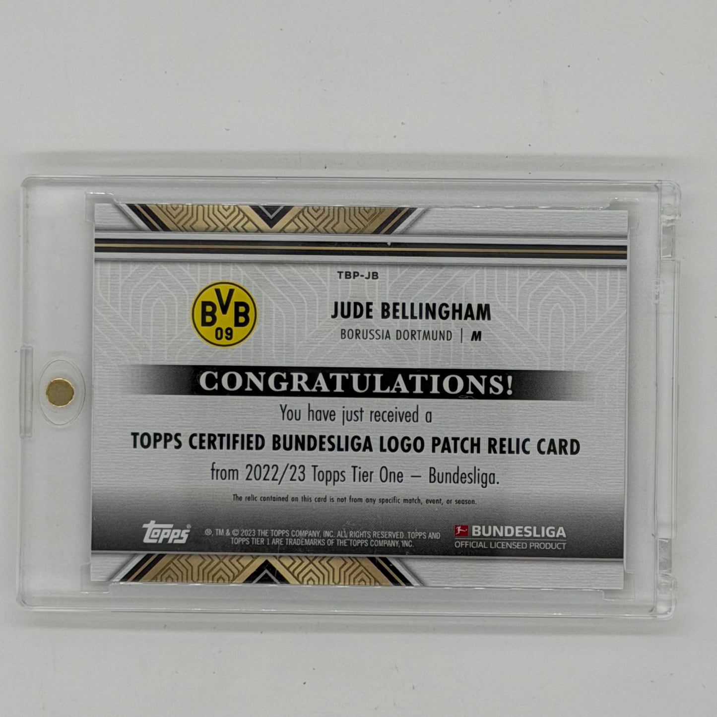 Jude Bellingham Borussia Dortmund Bundesliga Soccer Topps 2022-23 Tier One 1/1