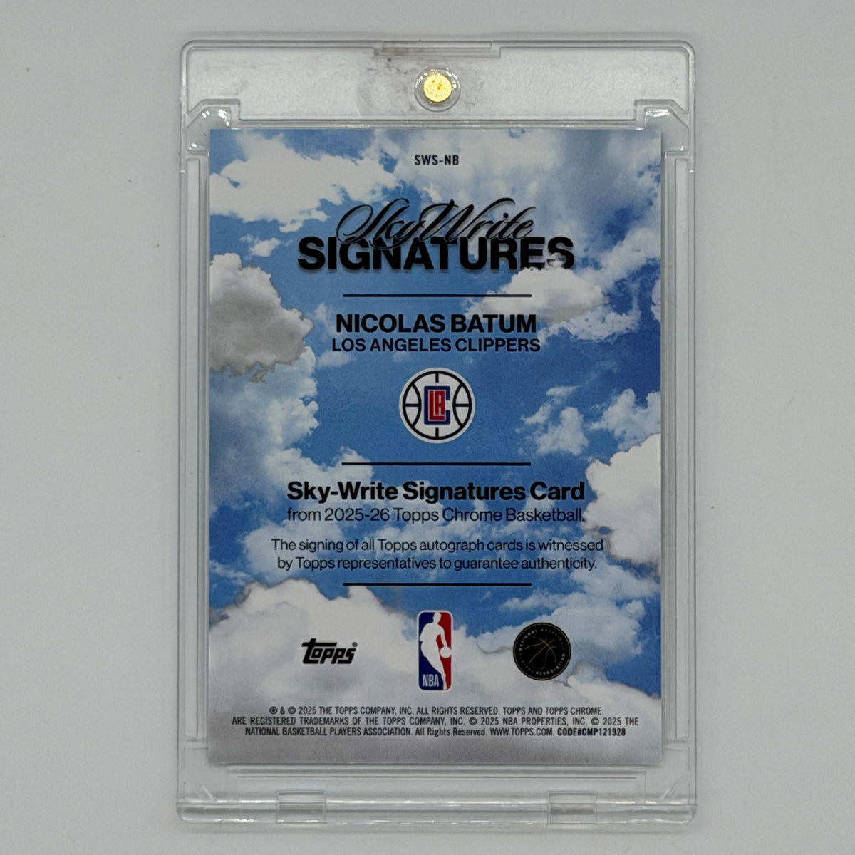 Nicolas Batum Clippers NBA Basketball Topps 2025 Chrome Sky-Write Auto /150