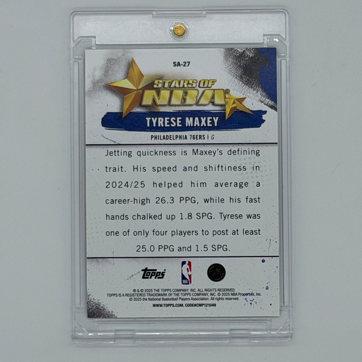 Tyrese Maxey Philadelphia 76ers NBA Basketball Topps 2025 Stars of NBA /25