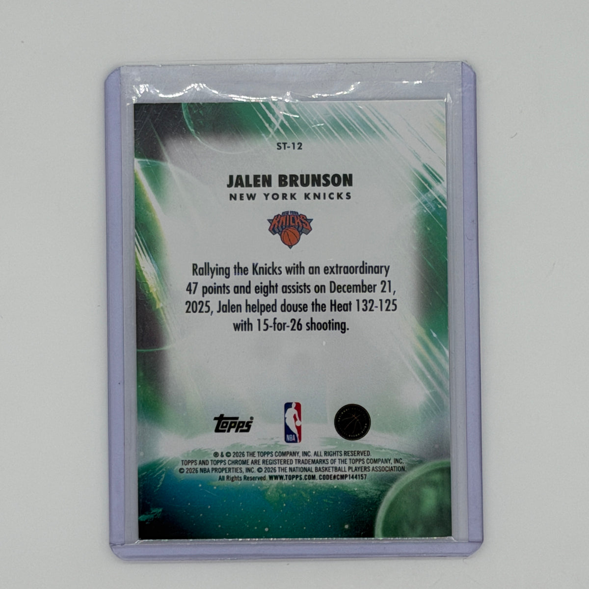 Jalen Brunson NY Knicks NBA Basketball Topps 2025 Chrome Stratospheric Stars