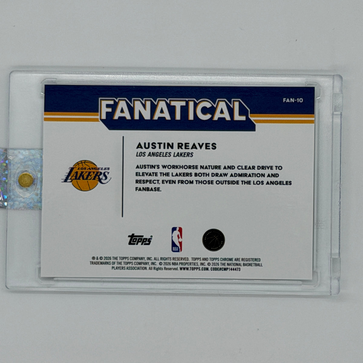 Austin Reaves LA Lakers NBA Basketball Topps 2025 Chrome Fanatical