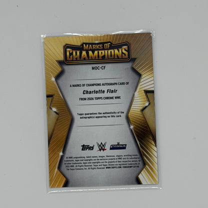 Charlotte Flair WWE Chrome Topps 2026 Marks of Champions Auto 10/10