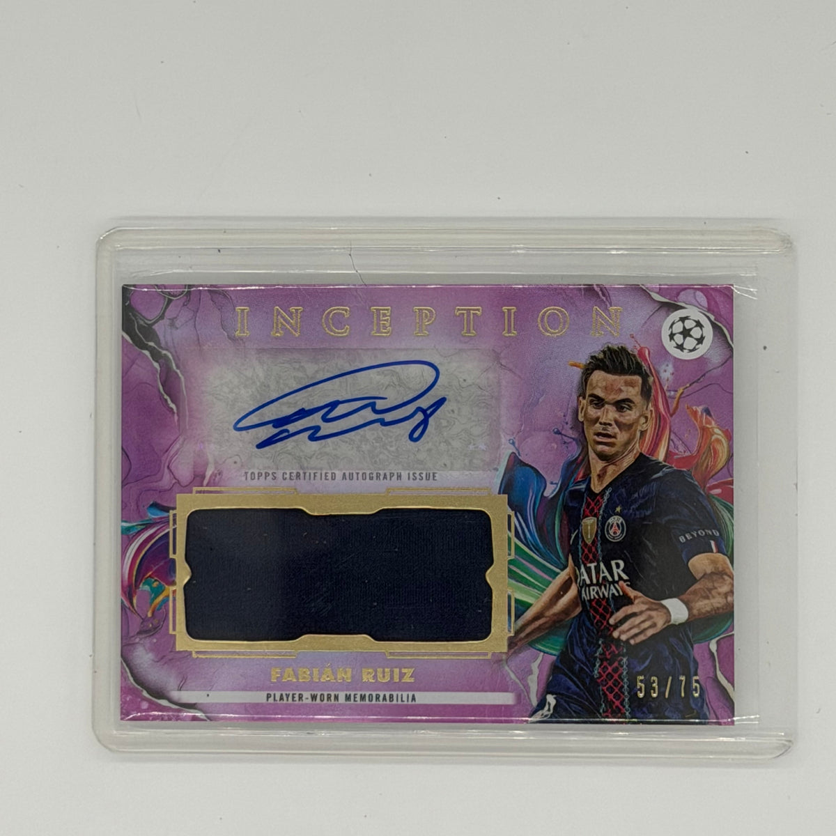 Fabian Ruiz Paris Saint Germain Topps Auto Relic Inception /75