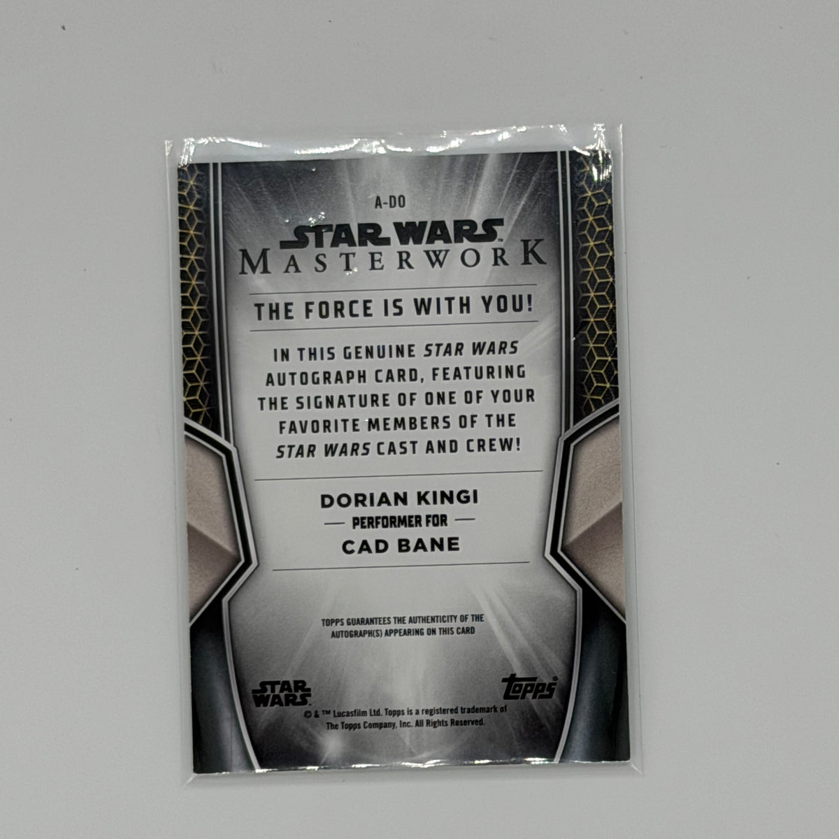 Dorian King as Cad Bane Star Ware Masterwork Topps Auto