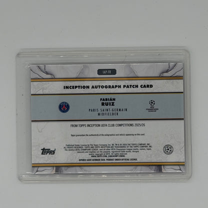 Fabian Ruiz Paris Saint Germain Topps Auto Relic Inception /75