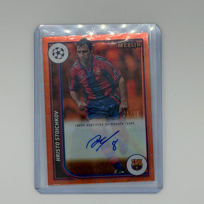 Hristo Stoichkov FC Barcelona UEFA Soccer Topps 2023 Merlin Auto /25