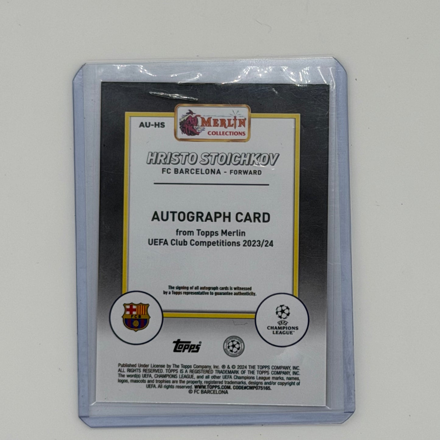 Hristo Stoichkov FC Barcelona UEFA Soccer Topps 2023 Merlin Auto /25