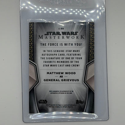 Matthew Wood as General Grievous Star Wars Topps 2026 Masterwork Auto