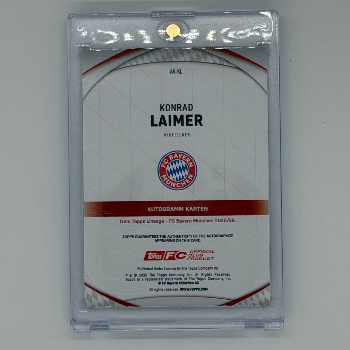 Konrad Laimer FC Bayern München Bundesliga Soccer Topps 2026 Lineage Auto /6