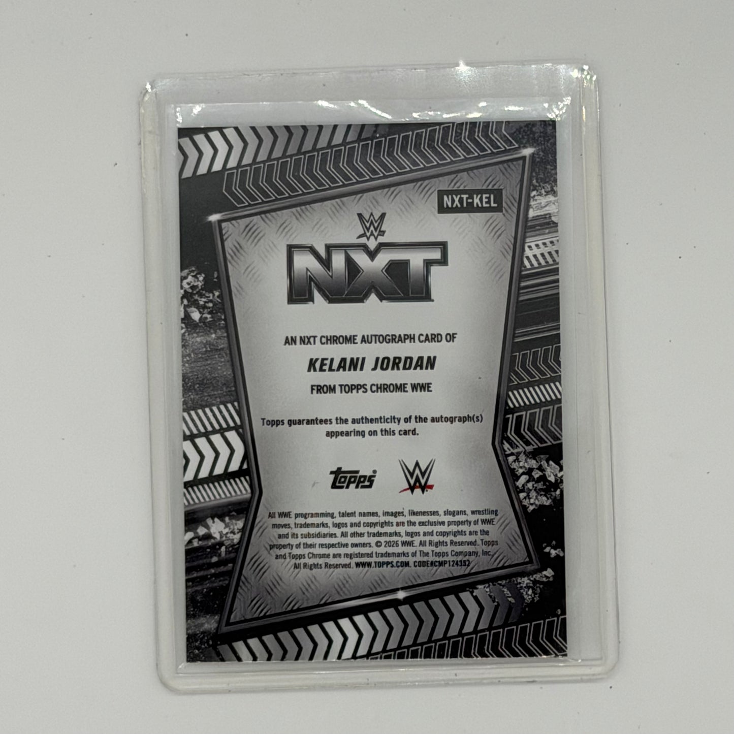 Kelani Jordan NXT Wrestling Topps 2026 Chrome WWE NXT Auto