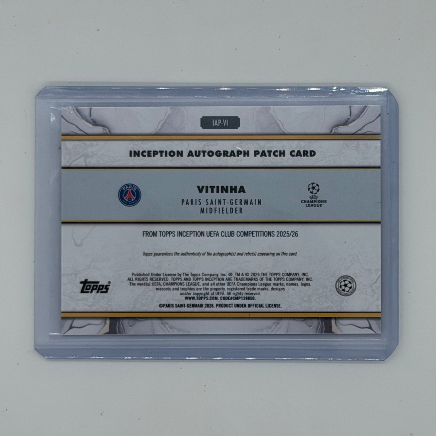 Vitinha Paris Saint-Germain UEFA Soccer Topps 2026 Inception Auto