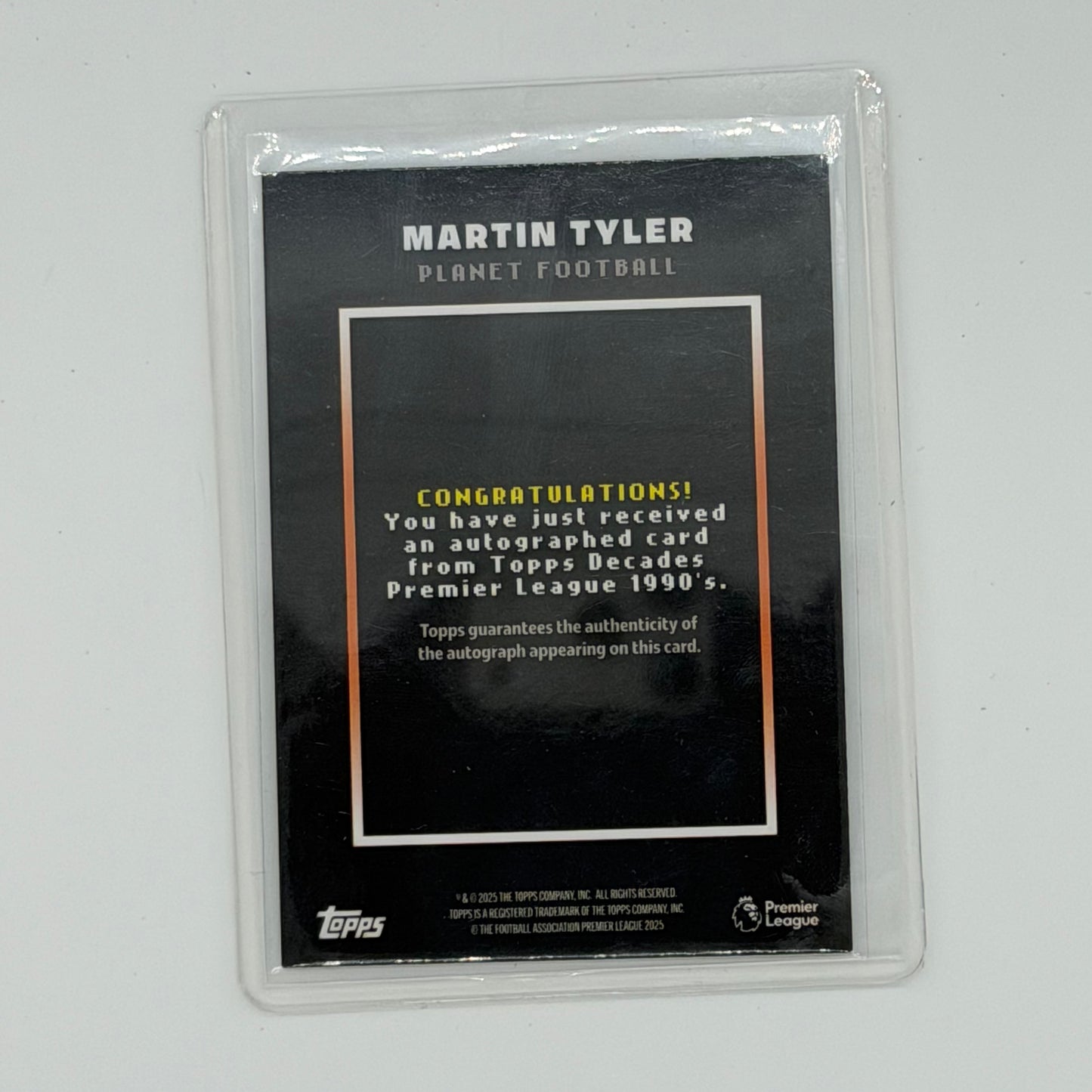 Martin Tyler Premier League Soccer Topps 2025 Decades Planet Football Auto /25