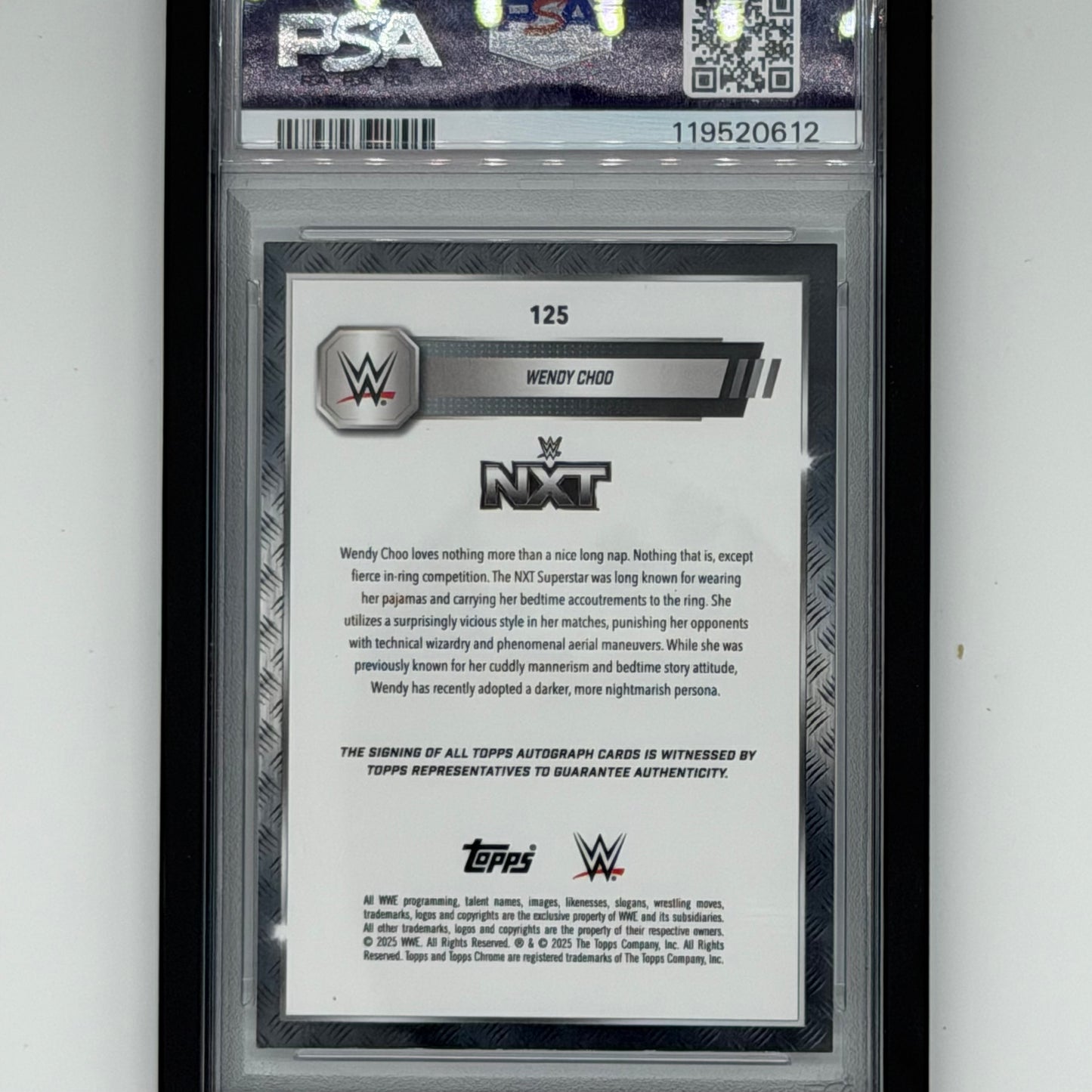Wendy Choo Wrestling Topps 2025 Chrome WWE Auto /10 PSA 10