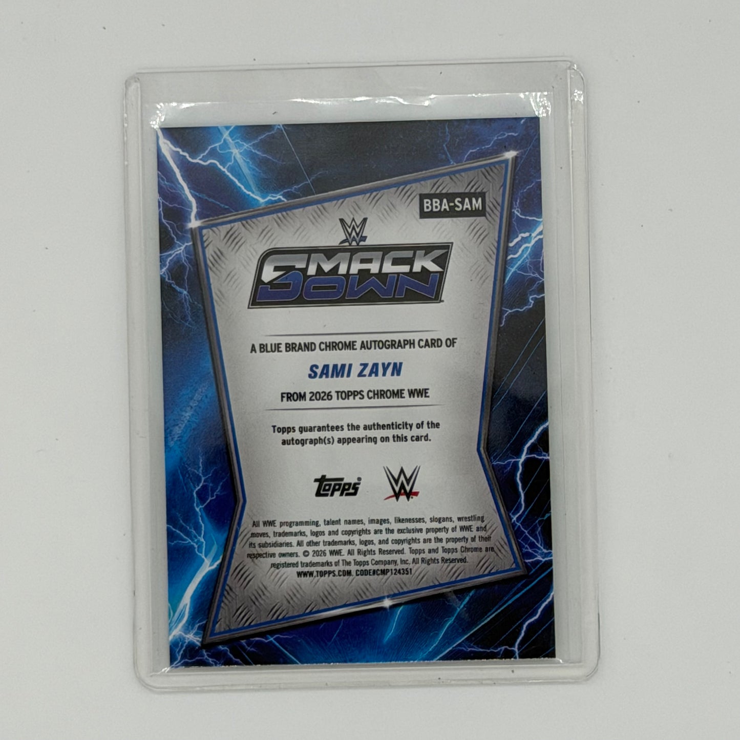 Sami Zayn Smackdown Wrestling Topps 2026 Chrome Auto /99