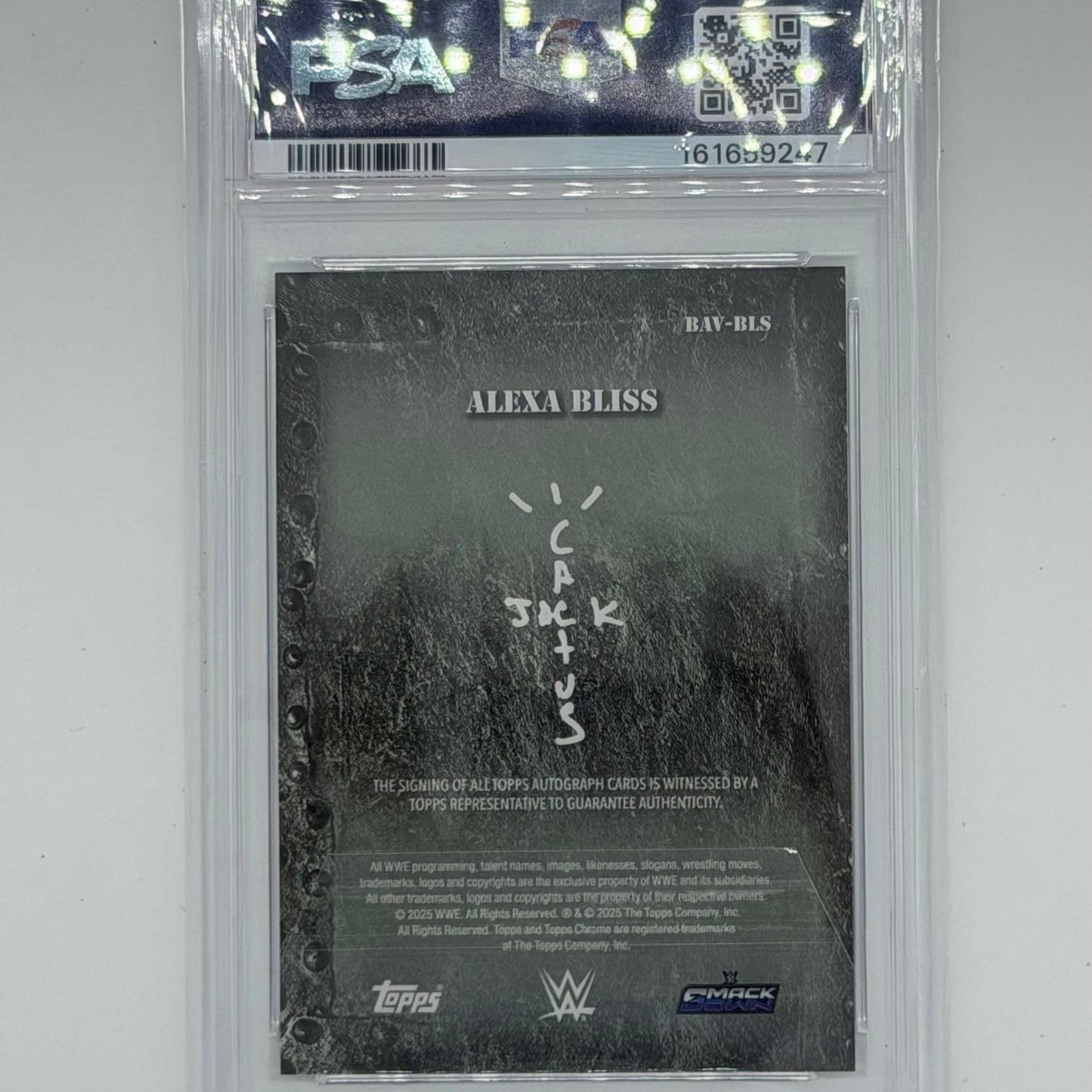 Alexa Bliss Wrestling WWE Topps 2025 X Cactus Jack Auto PSA 10