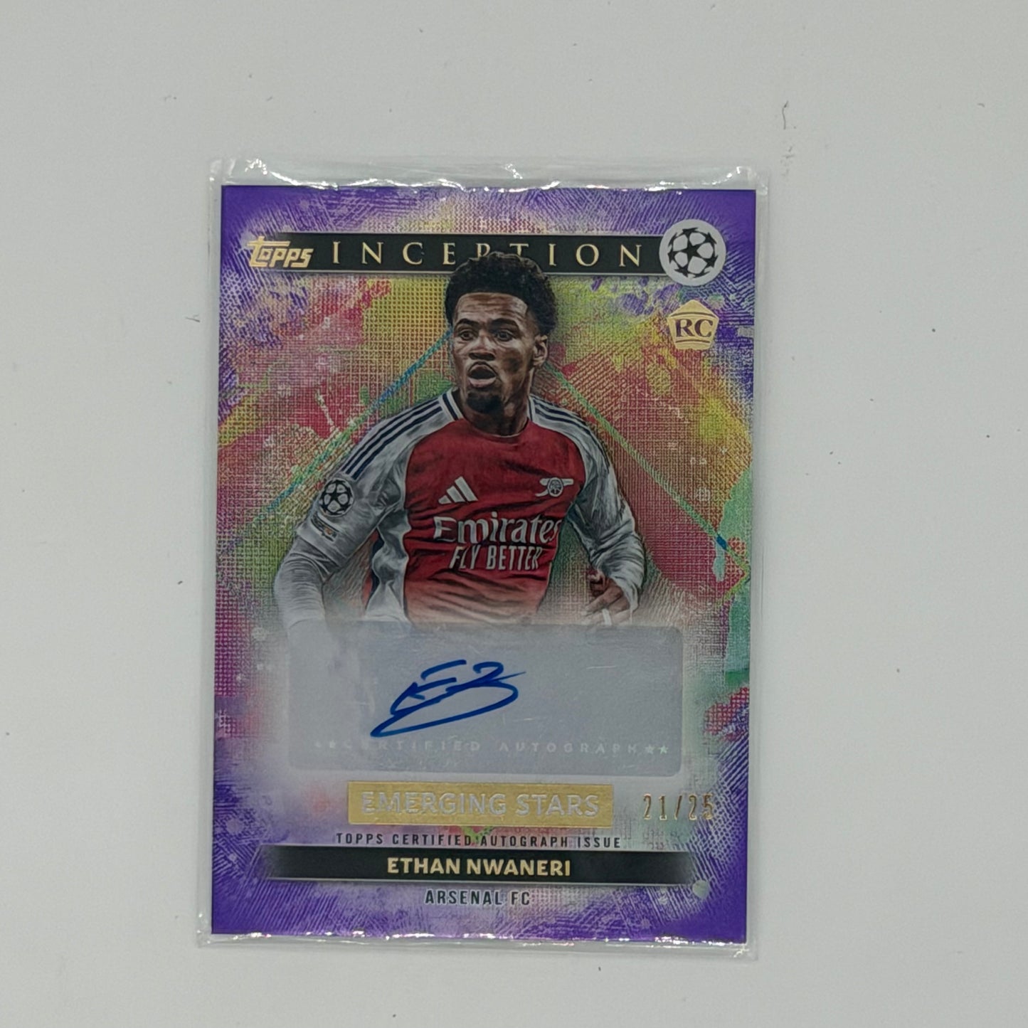 Ethan Nwaneri Arsenal FC UEFA Soccer Topps 2024-25 Inception Auto /25