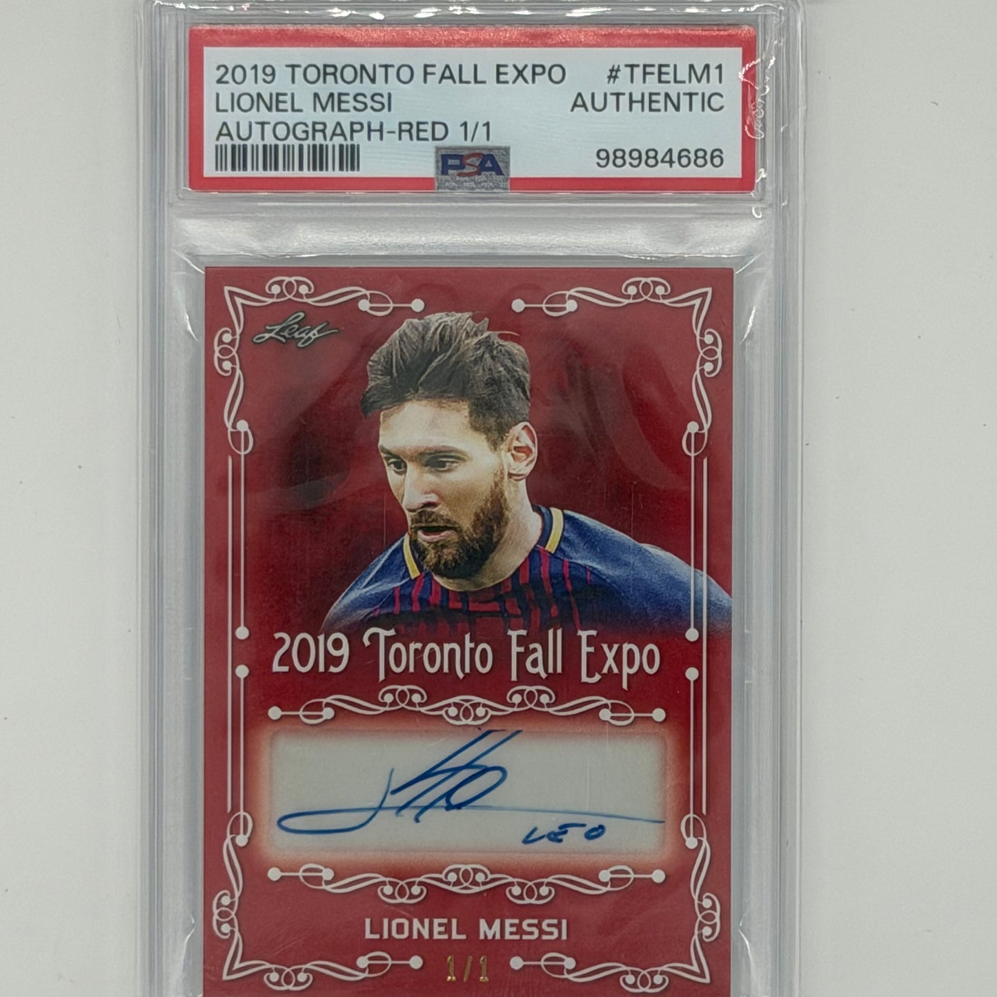 Lionel Messi Soccer Leaf 2019 Toronto Fall Expo Auto 1/1