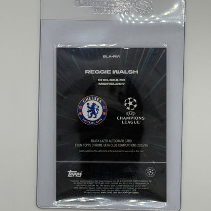Reggie Walsh Chelsea FC UEFA Soccer Topps 2025-26 Chrome Black Lazer Auto