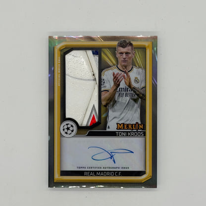 Toni Kroos Real Madrid UEFA Soccer Topps 2023-24 Merlin Ball Relic Auto