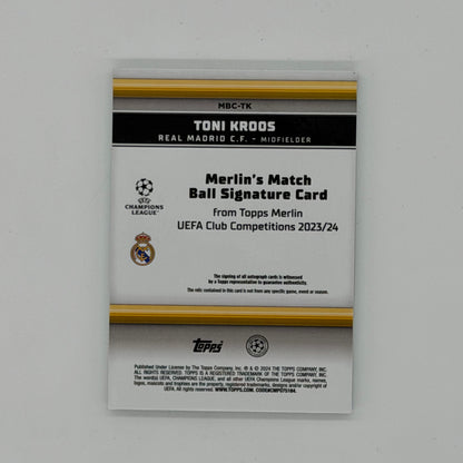 Toni Kroos Real Madrid UEFA Soccer Topps 2023-24 Merlin Ball Relic Auto
