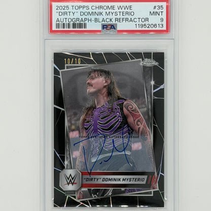 Dominik "Dirty" Mysterio Wrestling Topps 2025 Chrome Auto /10 PSA 9