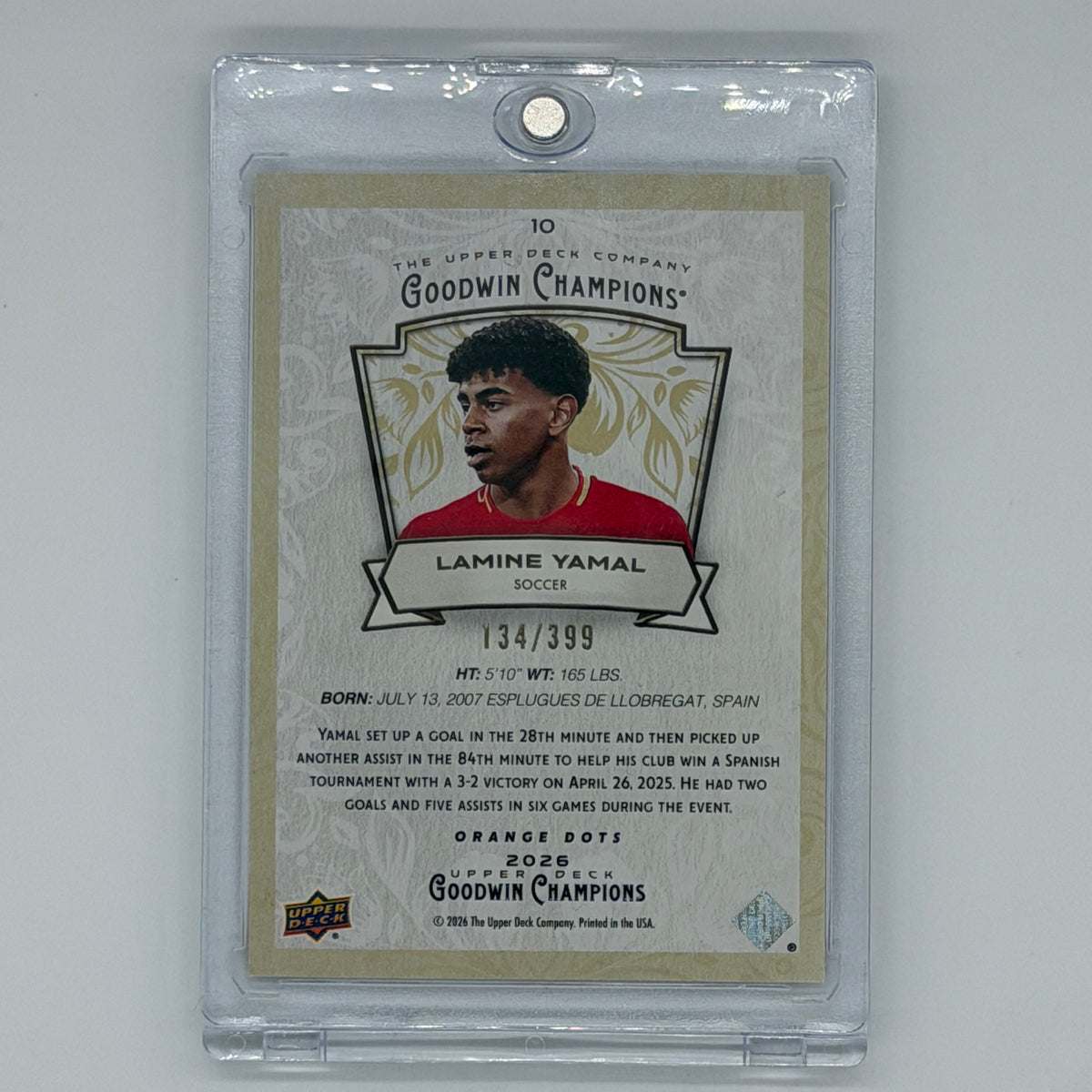 Lamine Yamal Soccer Upper Deck 2026 Goodwin Champions Orange Dots /399