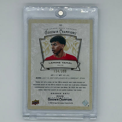 Lamine Yamal Soccer Upper Deck 2026 Goodwin Champions Orange Dots /399