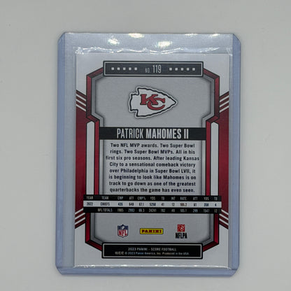 Patrick Mahomes II Kansas City Chiefs NFL Football Panini 2023 Gold Score
