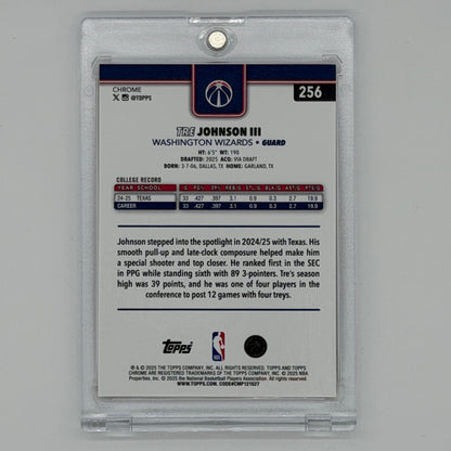 Tre Johnson III Washington Wizards NBA Basketball Topps 2025 Chrome /25