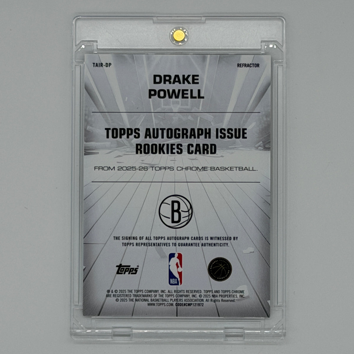 Drake Powell Brooklyn Nets NBA Basketball Topps 2025 Chrome Auto