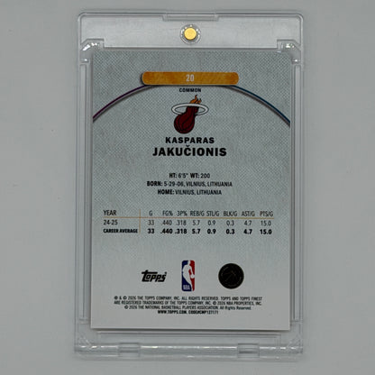 Kasparas Jakuonis Miami Heat NBA Basketball Topps 2026 Finest /50