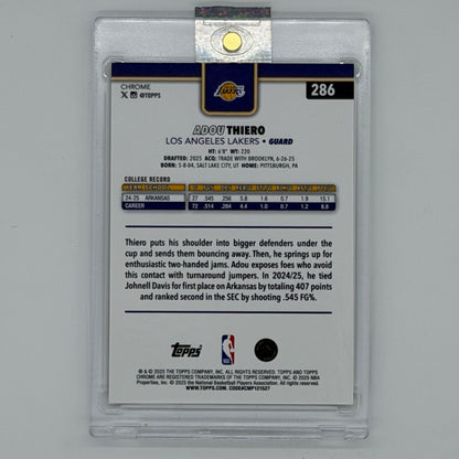 Adou Thiero Los Angeles Lakers NBA Basketball Topps 2025 Chrome /25