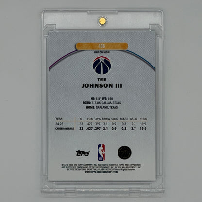 Tre Johnson III Washington Wizards NBA Basketball Topps 2025 Finest /200