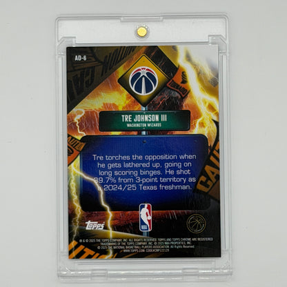 Tre Johnson III Washington Wizards NBA Advisory Topps 2025 Chrome Rookie