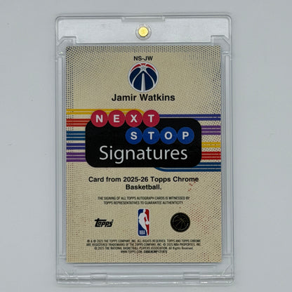 Jamir Watkins Washington Wizards NBA Basketball Topps 2025 Chrome Next Stop Signatures