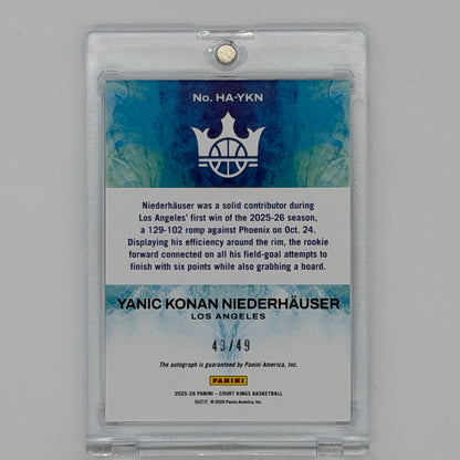 Yanic Konan-Niederhäuser Auto Basketball Panini 2025 Court Kings Heir Apparent /49
