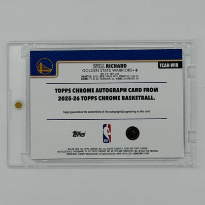 Will Richard Golden State Warriors NBA Basketball Topps 2025 Chrome Auto