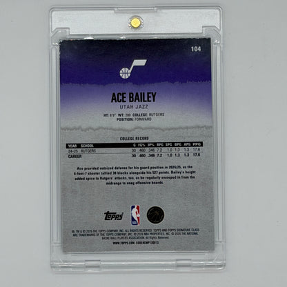 Ace Bailey Utah Jazz NBA Basketball Topps 2026 Ice