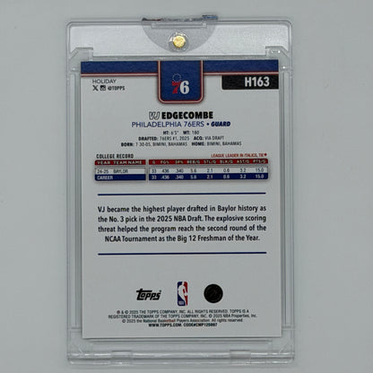 VJ Edgecombe Philadelphia 76ers NBA Basketball Topps 2025 Holiday