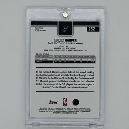 Dylan Harper San Antonio Spurs NBA Basketball Topps 2025 Chrome RC Checkerboard
