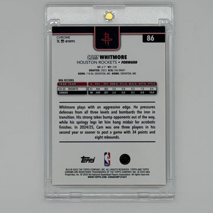 Cam Whitmore Houston Rockets NBA Basketball Topps 2025 Chrome /50