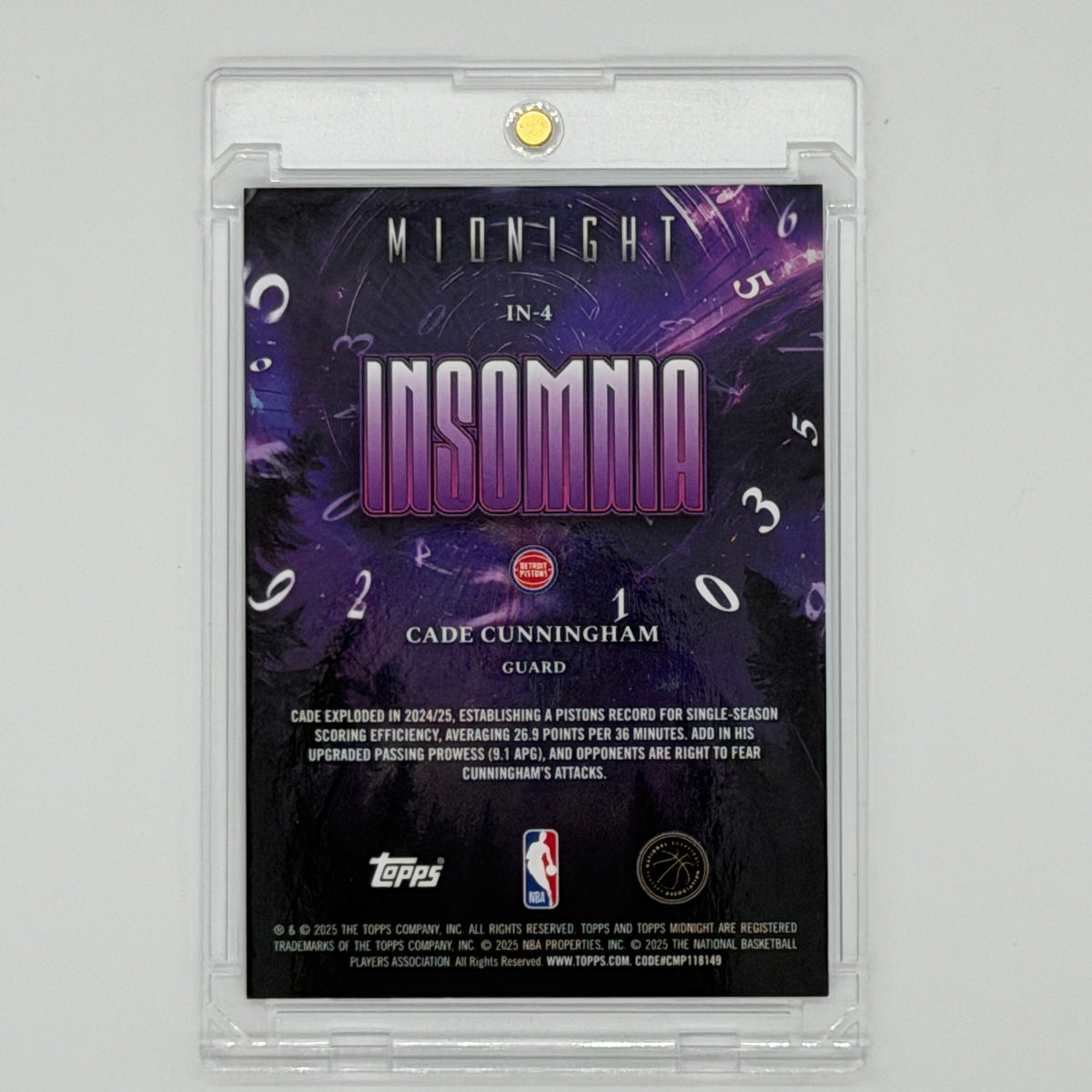 Cade Cunningham Detroit Pistons NBA Basketball Topps 2025 Midnight Insomnia