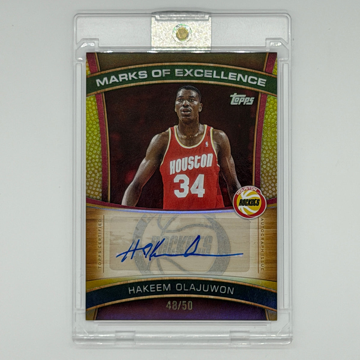 Hakeem Olajuwon Houston Rockets NBA Basketball Topps 2025 Marks of Excellence Auto /50