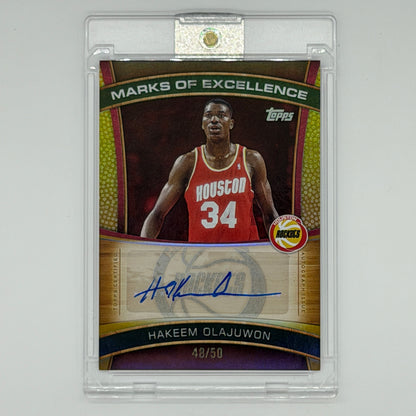 Hakeem Olajuwon Houston Rockets NBA Basketball Topps 2025 Marks of Excellence Auto /50