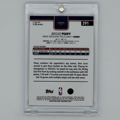 Micah Peavy New Orleans Pelicans NBA Basketball Topps 2025 Chrome RC /5
