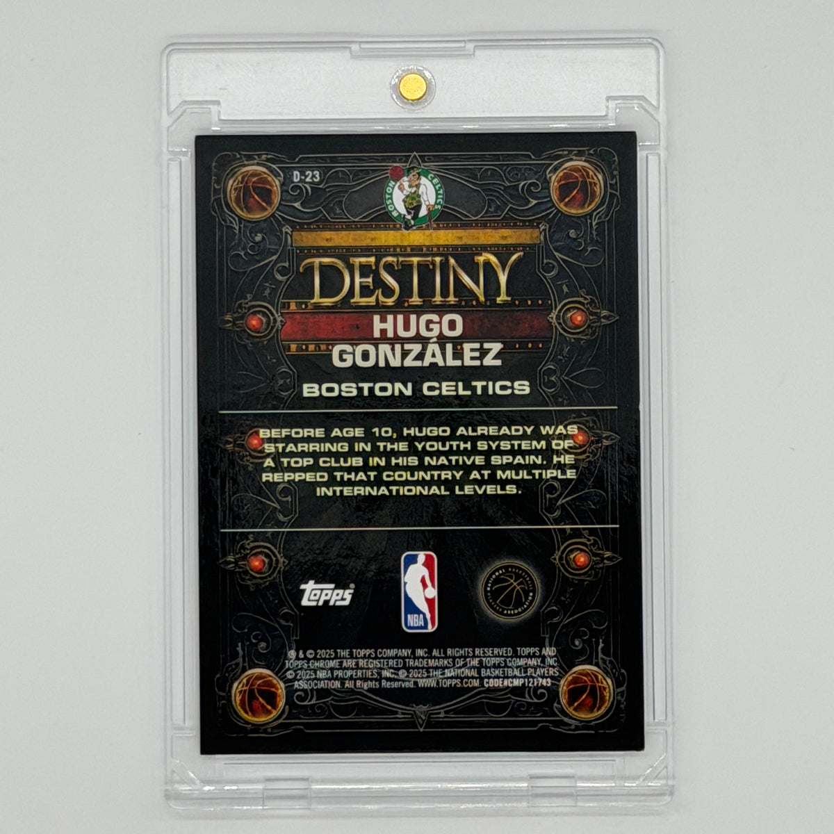 Hugo González Boston Celtics NBA Basketball Topps 2025 Chrome Destiny RC /199